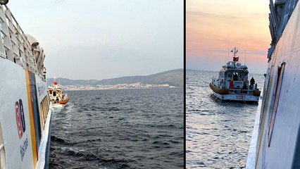 Ege’de korku dolu anlar: Sürüklenen feribota müdahale