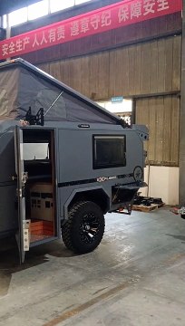 Top quality njstar rv Australian standard reverse design German gray luxury off-road camping trailer plus water plumbing device