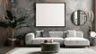 A mockup poster blank frame hanging above a modern coffee table, Scandinavian living area,Midjourney prompts
