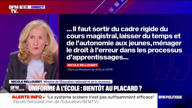 Nicole Belloubet: Il y a dans une école des règles qui doivent être respectées et asseoir l'autorité des enseignants