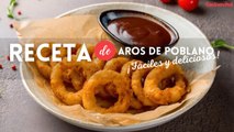 Receta de aros de chile poblano empanizados con dip de queso crema