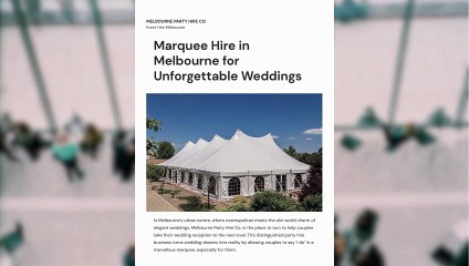 Marquee Hire in Melbourne for Unforgettable Weddings