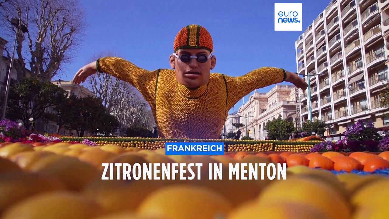 140 Tonnen Früchte beim Zitronenfest in Menton in Südfrankreich