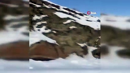 Koca kaya yol ortasına düştü! Ölümden döndüler...