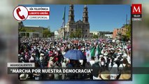 Se lleva a cabo la 'Marcha por Nuestra Democracia' en Centro Histórico de Aguascalientes