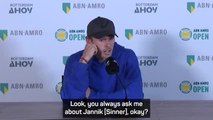 De Minaur sick of being asked questions about Jannik Sinner