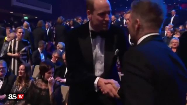 David Beckham casually meets Prince William at BAFTA awards
