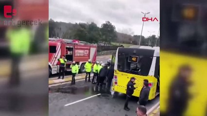 Sarıyer'de çöp kamyonu İETT otobüsüne çarptı