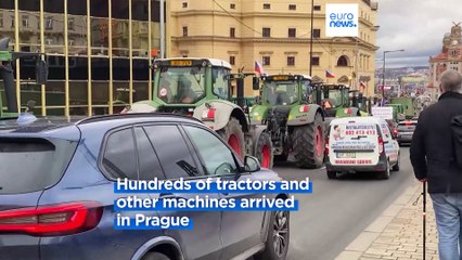 Hundreds of tractors roll into Prague as farmers protest against EU policy