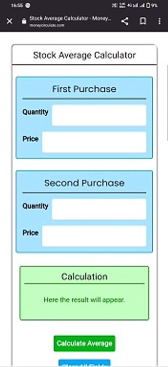 Stock Average Calculator By Moneycirculate