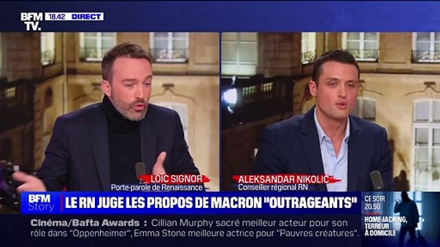 Chahut sur le plateau de BFM TV ce soir, quand les invités et les journalistes font le forcing pour faire dire à un élu du Rassemblement National que Jean-Marie Le Pen est raciste
