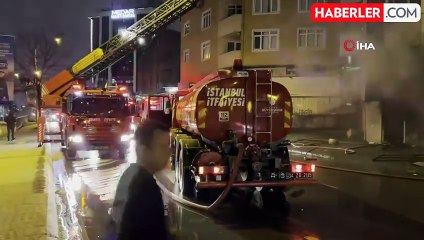 Ataşehir'de apartmanın dış cephesi alev alev yandı