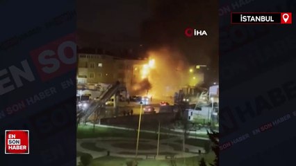 İstanbul Ataşehir’de apartmanın dış cephesi alev alev yandı