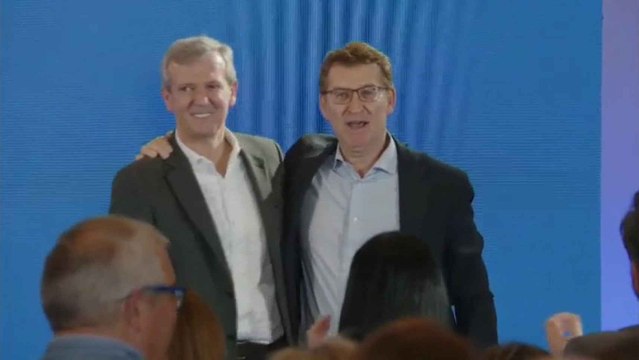 Rueda y Feijóo celebran los resultados obtenidos en las elecciones gallegas