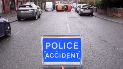 Car flipped on side in crash on Lower Wortley Road