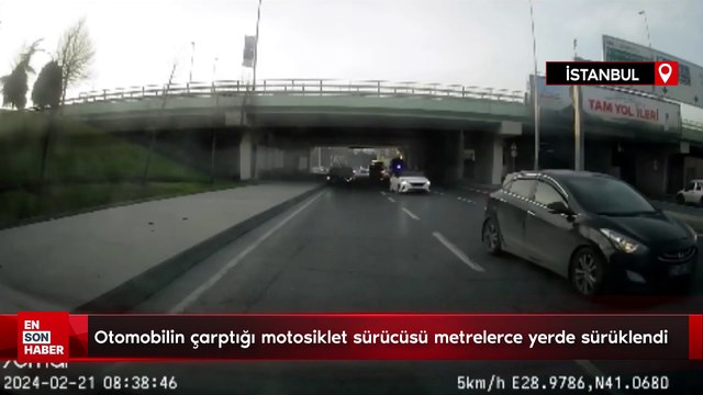 Kağıthane’de otomobilin çarptığı motosiklet sürücüsü metrelerce yerde sürüklendi