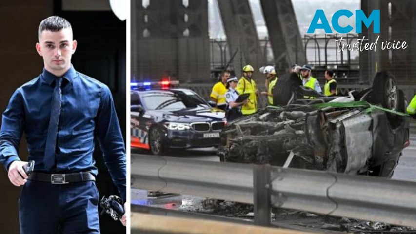 Christopher Walker, 21, appeared for sentence at Central District Court on Monday February 20, 2024, almost two years after he was dragged from the wreckage of a burning stolen SUV. He will not be jailed for taking meth, assaulting an Uber driver, and causing a fiery three-car crash on Sydney's Harbour Bridge.