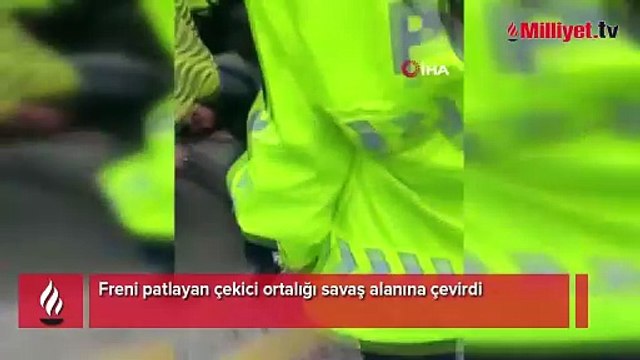 Freni patlayan çekici ortalığı savaş alanına çevirdi
