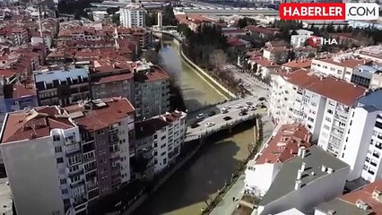 Porsuk Çayı'nın rengi yağışlar sonrası değişti