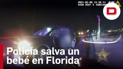 La cámara de un policía capta el momento en que rescata a un bebé de un accidente de coche en Florida