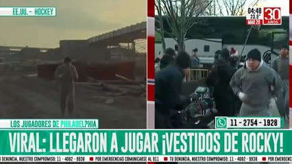 Equipo de hockey estadounidense se vistió como Rocky Balboa para rendirle honor durante un partido