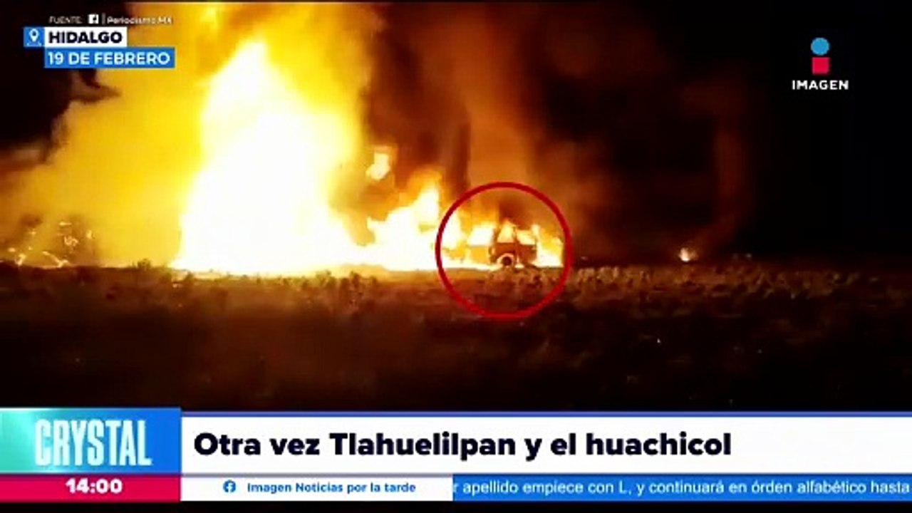 Explota camioneta usada para huachicol en Hidalgo