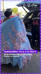 Quinceañera viaja a su fiesta en el maletero de un auto para cuidar su vestido