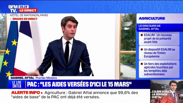 Gabriel Attal annonce que les aides de la PAC seront versées d'ici le 15 mars