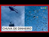 Bilionário usa helicóptero para jogar 1 milhão de dólares em pessoas