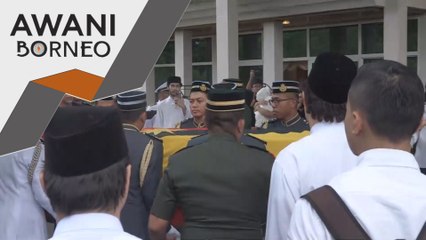 Upacara penuh istiadat sambut ketibaan jenazah Taib Mahmud