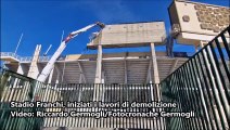 Stadio Franchi, operai al lavoro. Demolito il tabellone della Curva Ferrovia