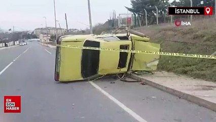 Silivri’de ağaçlık alana uçan araç taklalar atarak durabildi
