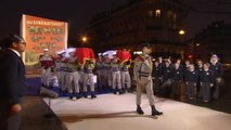 Les cercueils de Missak et Mélinée Manouchian amenés devant le Panthéon