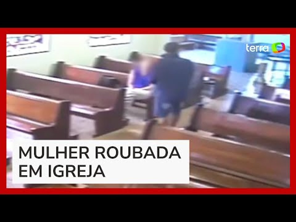Mulher é assaltada dentro de igreja no interior de SP; vídeos mostram a ação