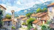 a beautiful watercolor painting of the French village oppède le vieux,Midjourney prompts