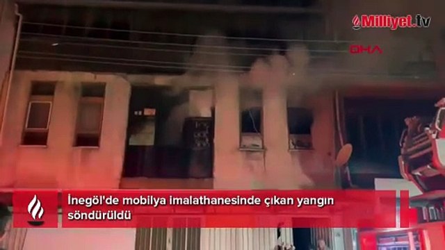 İnegöl'de mobilya imalathanesinde çıkan yangın söndürüldü