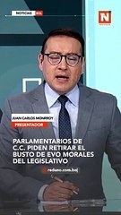 Parlamentarios de C.C. piden retirar el busto de Evo Morales del Legislativo.