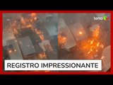 Vídeo mostra o momento em que raio atinge prédio durante temporal em São Paulo