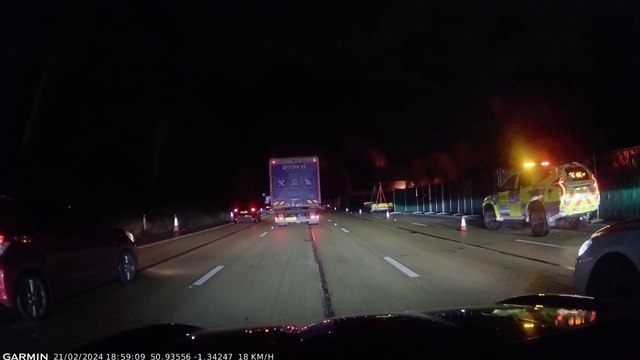 WATCH: M27: Serious crash takes further twist as lorry involved in incident catches fire - Car camera footage by Jon King
