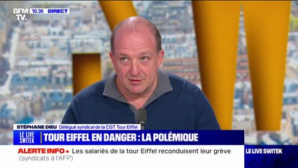 Tour Eiffel en mauvais état: "Il y a des zones entières qui n'ont pas été repeintes depuis 14 ans" affirme Stéphane Dieu (CGT Tour Eiffel)