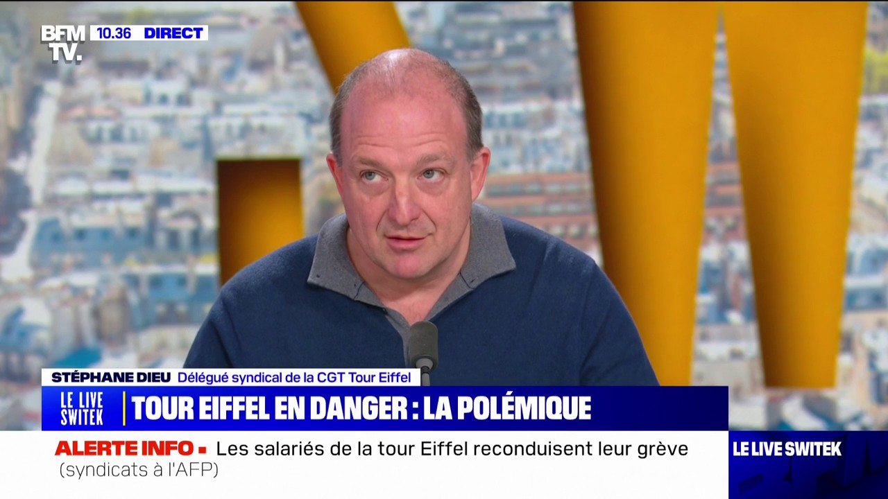 Tour Eiffel en mauvais état: "Il y a des zones entières qui n'ont pas été repeintes depuis 14 ans" affirme Stéphane Dieu (CGT Tour Eiffel)