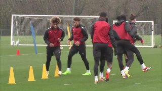 Rennes training ahead of Europa League knockout round second leg with AC Milan.