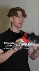 Sécher ses baskets rapidement avec un sac plastique 