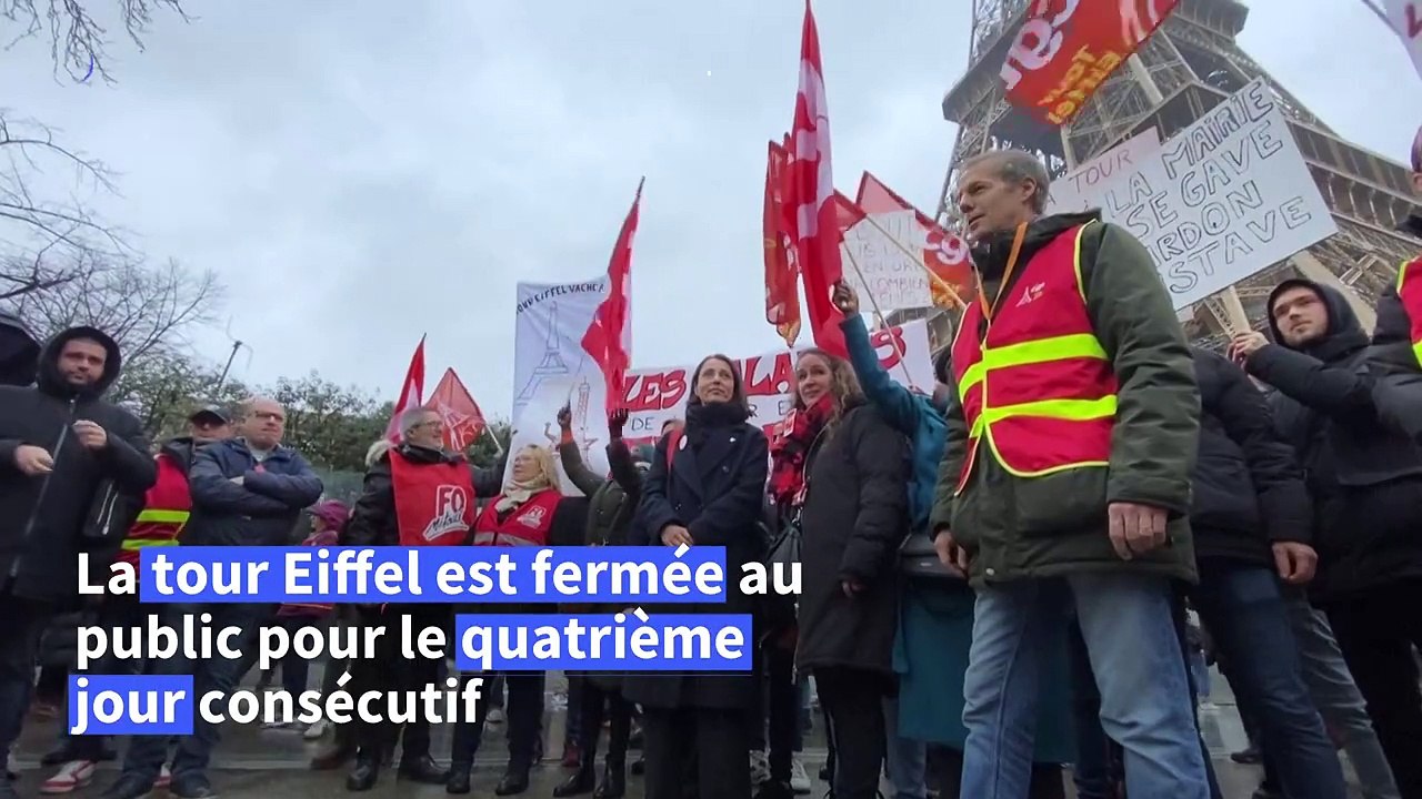 Quatrième jour de grève à la tour Eiffel, la mairie de Paris ciblée