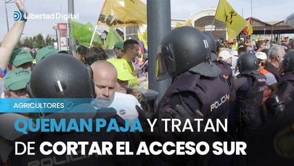 Agricultores valencianos queman paja y tratan de cortar el acceso sur