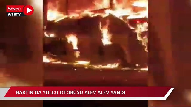 Bartın’da yolcu otobüsü alev alev yandı