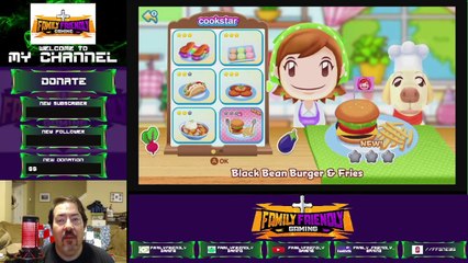 Cooking Mama Cookstar Vegetarian Black Bean Burger and Fries