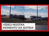 Trem de carga colide com ônibus e ao menos uma pessoa morre no DF