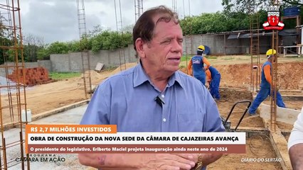 Obra da nova sede da Câmara de Cajazeiras acelera, e presidente assenta tijolo em gesto simbólico