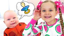 Diana Pretend Play with Baby Oliver - Funny stories for kids